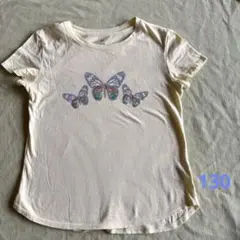 GAP Kids バタフライプリント Tシャツ 黄色　蝶々　スパンコール　130のサムネイル