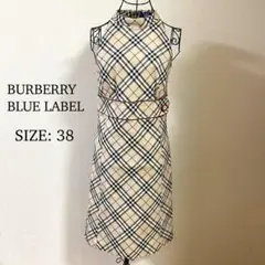 バーバリー ブルーレーベル ノースリーブ ワンピース ノバチェック レトロ 38