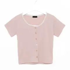 nugu / フリルクロップ半袖カーディガン