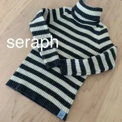 セラフ　ボーダー タートルネック リブ トップス グレー リンクコーデ
