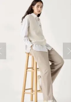UNIQLO タックワイドパンツ 31 BEIGE