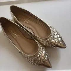 LE TALON メッシュ フラットシューズ　ゴールド　25cmのサムネイル