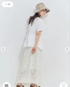 SamansaMos2 / 刺繍レースメッシュスカート オフホワイトのサムネイル