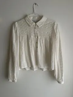 ZARA アイボリー 長袖レースシャツ
