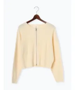 Te chichi ダブルジップショートニットブルゾン　オフホワイト