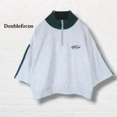 Doublefocus☆ハーフジップ半袖カットソー サイドライン【M】