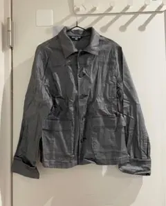 2000s当時物コムサ　シンプル高級艶感長袖シャツ　ジャケットにも　羽織