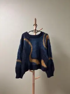 CLASSIC HERITAGE ネイビー/イエロー セーター M