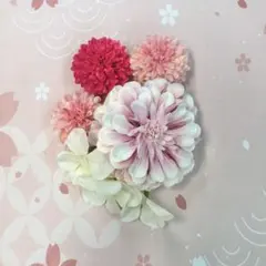 髪飾り　ピンクダリア　5点セット