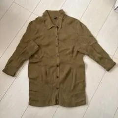 UNIQLO イエロー　メリノリブポロカーディガン　長袖ポロカーディガン