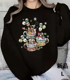 【新品未使用】レディーストレーナー スウェット Lサイズ ブラック クリスマス②