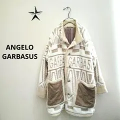 ANGELO GARBASUS ボアジャケット　ハーフコート　コート　総柄　ロゴ