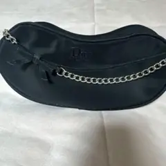 【ディオール ノベルティポーチ】ブラック★チェーンの持ち手★ふちどりラメ★美品