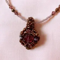 ビーズネックレス❤️ハンドメイド バーガンディ パープル アンティーク シック