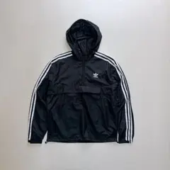 adidasハーフジップナイロンジャケット アノラックパーカー ストリート adidas ANORAK JACKET/BLACK/アディダス アノラック - 大阪 心斎橋の