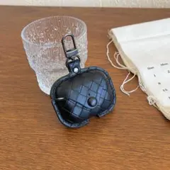 編み込み レザー AirPodsケース Pro 第3/4世代 ケース ブラック
