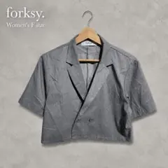 forksy. 半袖ショート丈ダブルジャケット F 灰のサムネイル