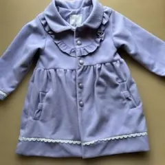 コート 襟付き 金ボタン ラベンダー パープル