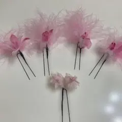 ピンクの花飾り 5個セット