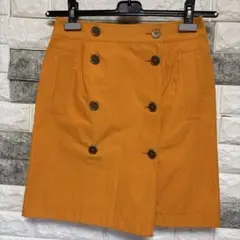 美品【マッキントッシュフィロソフィー】巻きタイトスカートSオレンジ ダブルボタン