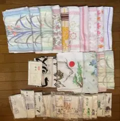 タオルまとめ売り　柄物14、手拭い3、薄手温泉タオル13枚　計30枚
