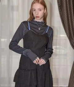 idem なみなみデザインキャミワンピース ブラック