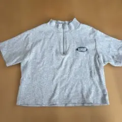 INGNI ハーフジップ Tシャツ グレー　半袖　ショート丈　リブ