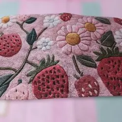 【新品未使用品】いちごと花デザインの室内用玄関マット