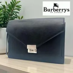 《美品》Burberrys バーバリー クラッチバッグ ブラック 鍵付き