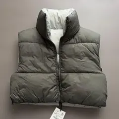 ZARA リバーシブル ダウンベスト グレー