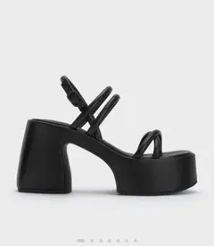 CHARLES & KEITH ブラックプラットフォームサンダル 36のサムネイル