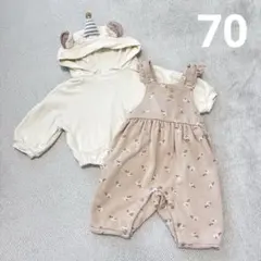 バースデイ　テータテート　フタフタ　裏起毛　ロンパース　サロペット　70 2点