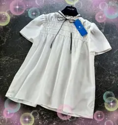 ブルーレーベルクレストブリッジ♡コットンライクスパンローンシャーリングブラウス