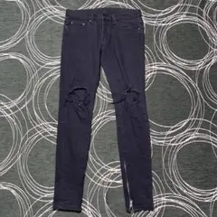 Mnml black skinny crush denim pants