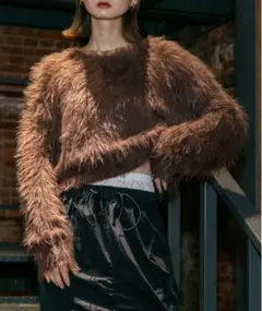 ブラウン ニットトップス