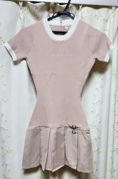 Darich ベルトデザインロゴプリーツニットミニワンピース