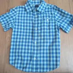 GAP半袖シャツ 青と緑のチェック柄 100cm