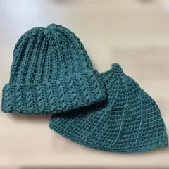 グリーン ニット帽 親子コーデ リンクコーデ