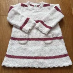 美品　ジェラートピケ　ボア長袖ワンピース 100cm