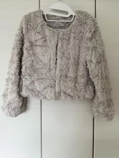 【美品】grove ファーボレロ ベージュ ドレス羽織り 結婚式パーティドレス用