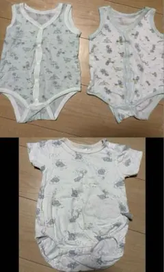 Cottoli 半袖ロンパース タンクトップ肌着3点セット ボディスーツ70cm