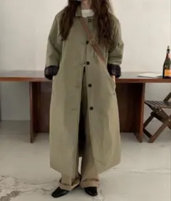 チェック柄裏地付きロングトレンチコート