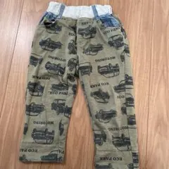 車プリント カーキ色 ロングパンツ　ズボン　ずぼん　120