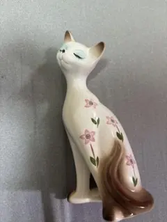 60年代ビンテージ寄り添う姿が微笑ましいペア猫ちゃんの陶器オブジェ