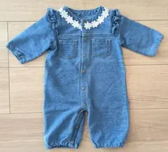 デニム風のフリル付きロンパース　50-70cm