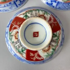 古伊万里　色絵　豆皿 伊万里 色絵 金彩 鳳凰 龍 梅 亀甲 大明成化年製銘 日本古陶磁