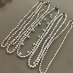 貝パール 5連 ネックレス ブレスレット イヤリング ブローチ 4点 k67 