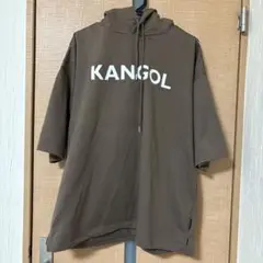 KANGOL ブラウン フード付きパーカー半袖　カンゴールのサムネイル