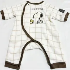 【新品タグ付】スヌーピーPEANUTS フリースロンパースカバーオール50〜60