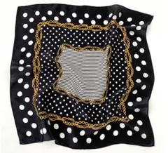SILIQUE シリク シルク100％ スカーフ ブラック ドット柄 正方形